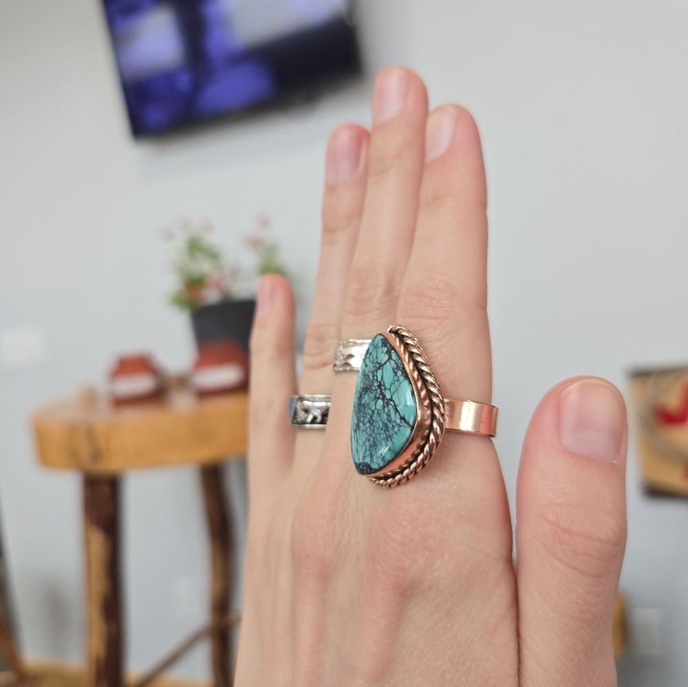 Turquoise Copper Ring 413 - Picture 2 of 4